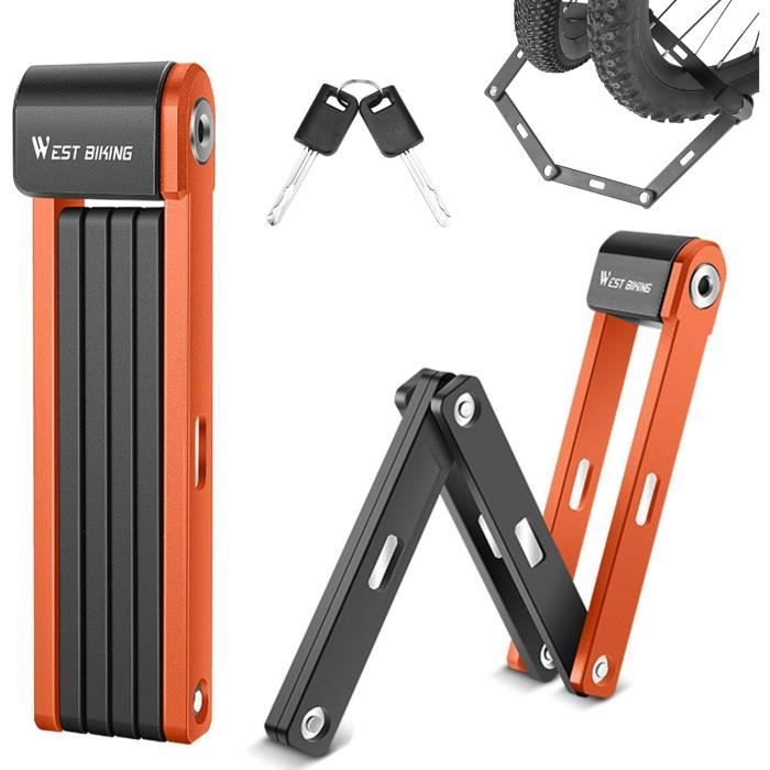 Antivélo Pliable 85 Cm - Chaîne Acier Avec Cadenas Alliage Zinc - 3 Clés Incluses - Pour Vélo, Scooter, VTT
