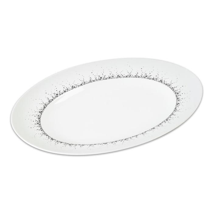 Plat ovale Boréalis gris 35 cm - Table Passion