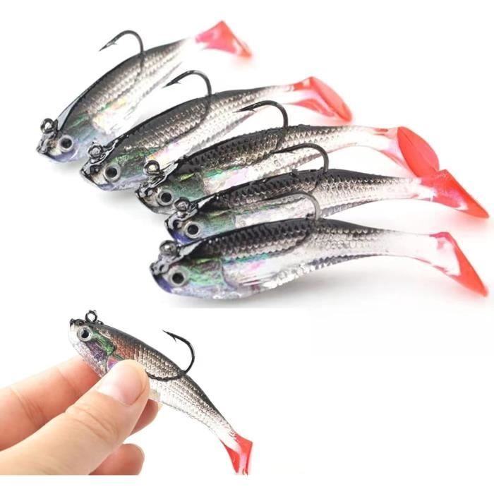 Toyvian Lot De 5 Leurres De Pêche En Métal - Appâts Réalistes En Forme De Poisson - Pour Carpe, Bar Et Autres Poissons