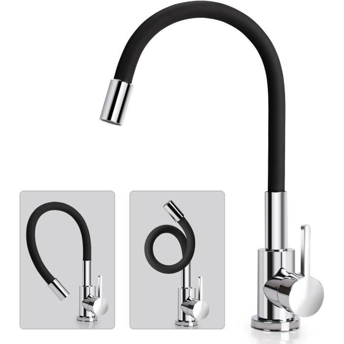 Robinet Cuisine Forious - Mitigeur Rotatif 360° - Flexible - Argenté