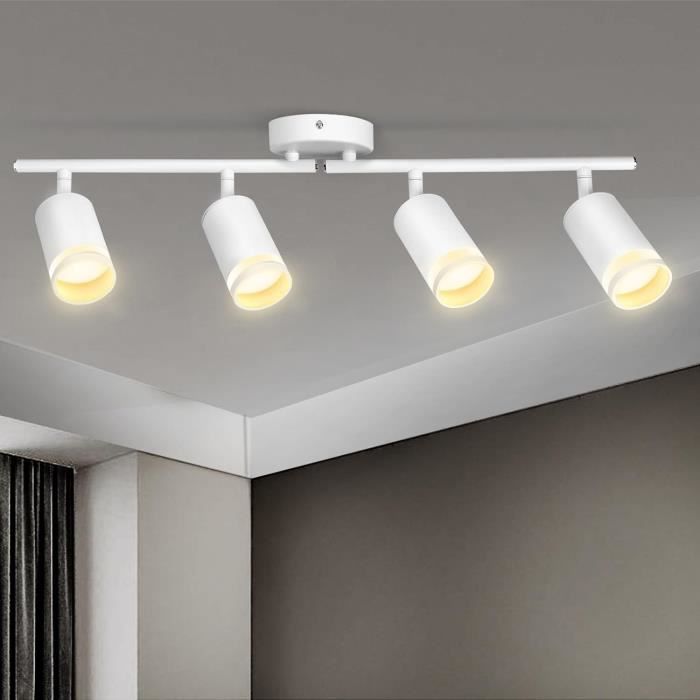 Spot Plafond LED 3 Spots Orientables TaFiCo - Plafonnier GU10 Blanc Moderne Pour Salon Chambre Cuisine