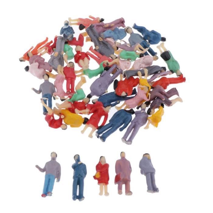 50 Figurines Miniatures 1:32 – Personnages Assis Et Debout – Train, Chemin De Fer, Diorama – Couleurs Et Styles Aléatoires