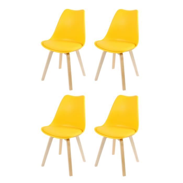 chaises - lot de 4 chaises scandinave "emy" - jaune moutarde - l 45 x p 58 x h 82 cm
