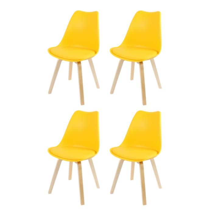 Lot de 4 chaises scandinave Emy - Jaune moutarde - L 45 x P 58 x H 82 cm