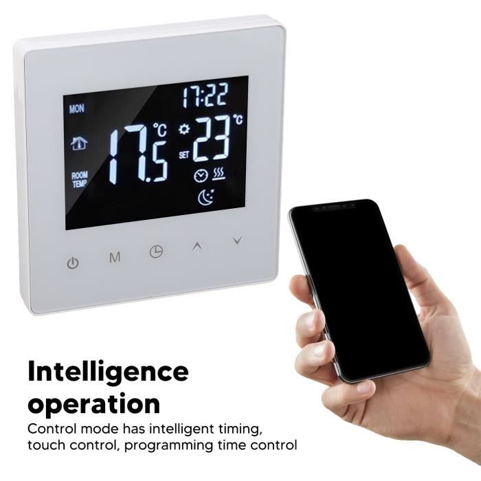 Thermostat intelligent LCD Thermostat Intelligent blanc, écran tactile