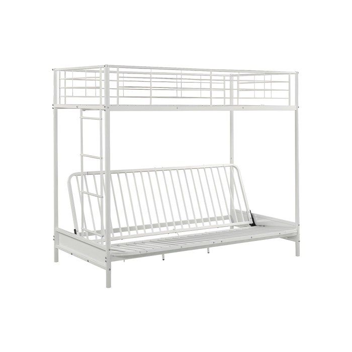 Lit mezzanine 90 x 190 cm - Avec banquette convertible - Métal - Blanc - MODULO V