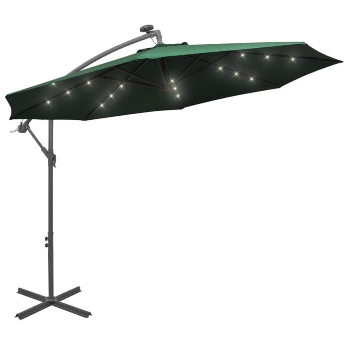 Parasol de luxe avec éclairage DEL Parasol 300 cm jardin parapluie pavillon Parasol de luxe avec éclairage DEL Parasol 300 cm jardin parapluie pavillon