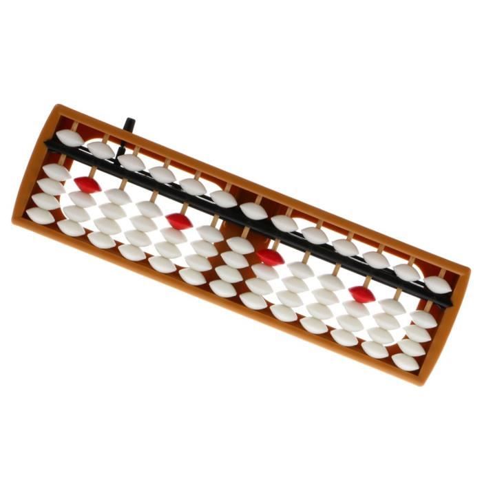 Ketamyy 13 Chiffres 5 Perles Angulaires Abacus Boulier en bois Soroban Mathematique Chinois Japonais Outil de Calcul avec Bouton de Réinitialisation Traditionnel Abacus Mind Math pour Enfants 