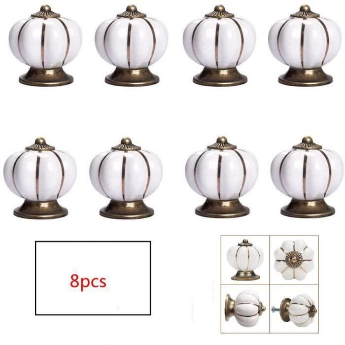 GK09298-Blanc Potiron Poignée Bouton Céramique MIs U 8Sets Poignée ...