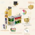 GOPLUS Supermarché Enfant avec Comptoir, Chariot de Course et Panier, Balance Simulée, Caisse Enregistreuse avec Lumineux et Sonores, Marchande en PP avec 29 Accessoires pour 3+ Ans (Rose