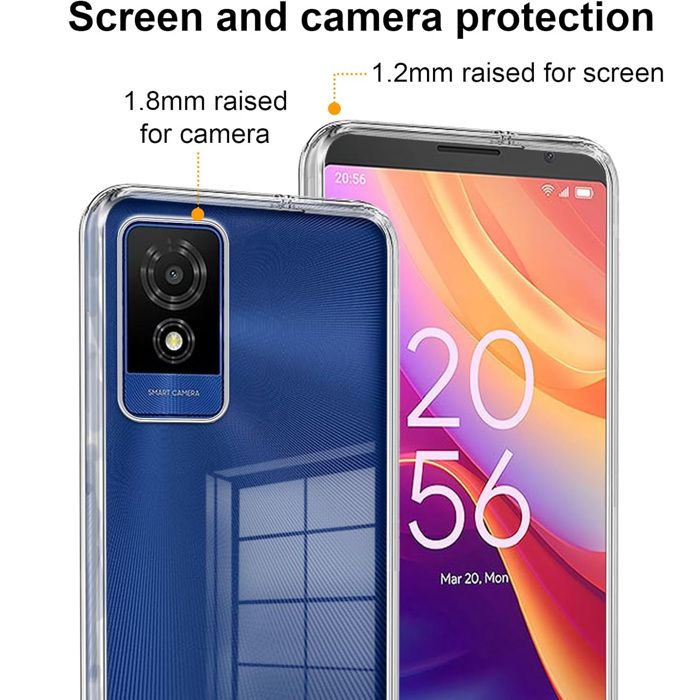 LYZXMY Cover per TCL 501 (6.0) Trasparente + Nero Custodia + [2 Pezzi] Pellicola Protettiva in Vetro Temperato - Morbido Silicone Protettivo TPU Case