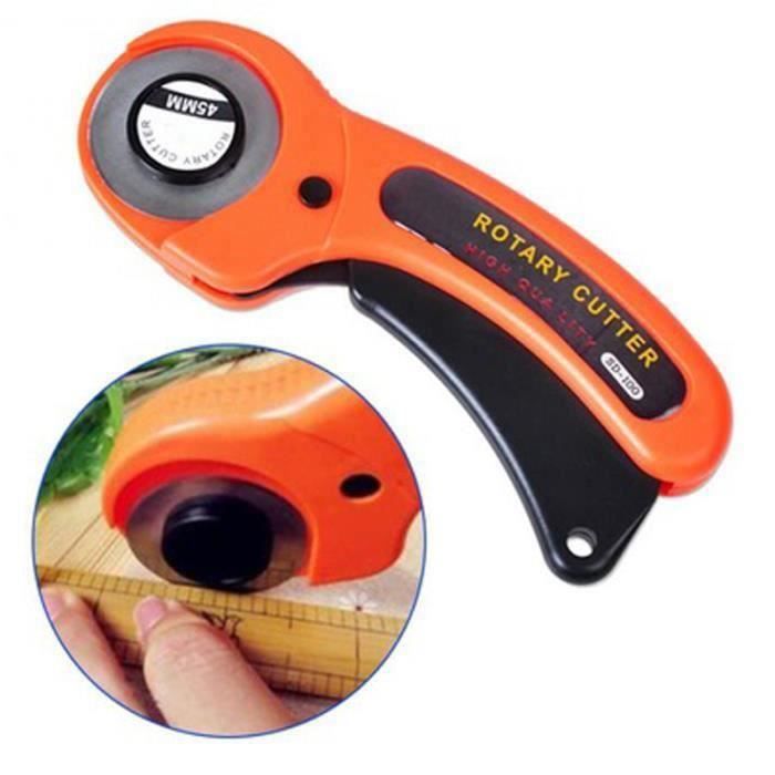 Cutter Rotatif 45 Mm Dzxin - Pour Tissu, Cuir, Papier - Lame Remplaçable, Verrou De Sécurité, Poignée Ergonomique