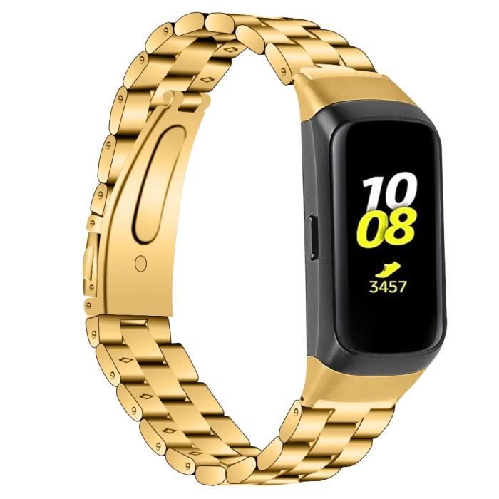Bracelet Pour Montre Connectee Acier Inoxydable Trois Bracelet De Chaine De Boucle De Talon Pour Samsung Galaxy Fit Sm R370 Or Cdiscount Telephonie