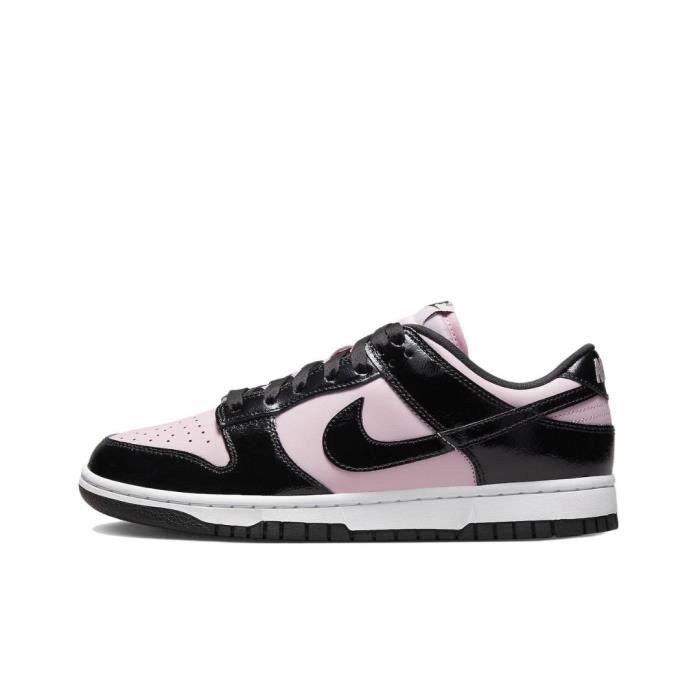 Chaussures Nike Dunk Low ESS Femme Cuir Rose Noir Blanc