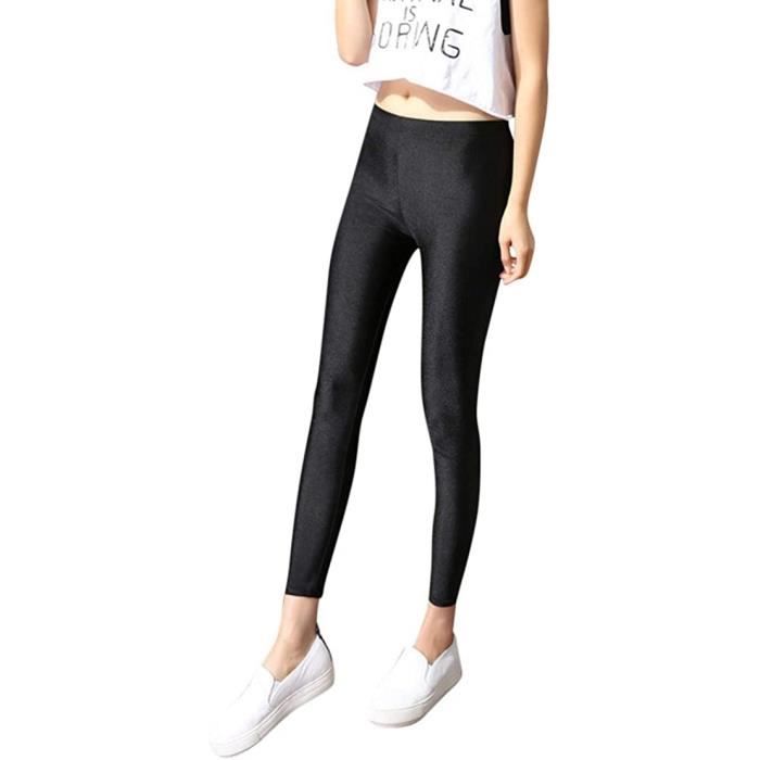 Legging de gymnastique danse Fille Lycra elastique sans sous pied brillant fluo black Cdiscount Pret a Porter