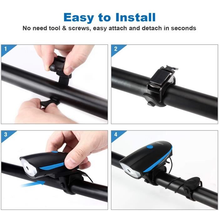 Lampe Vélo Arrière USB Rechargeable - 3 Modes Lumineux - Sécurité Renforcée Pour VTT Et Route (Bleu)