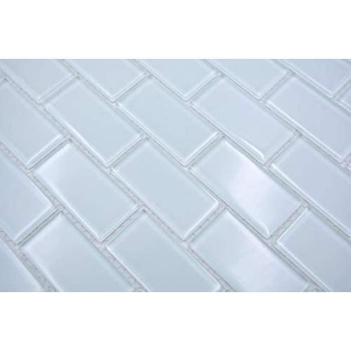 Mosaïque Cristal Blanc Fischgraet – 10 Pièces, Style Chic Pour Murs Et Cuisine