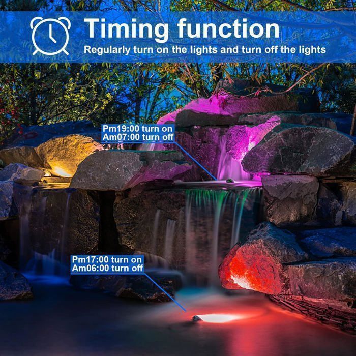 Projecteur LED RGB Extérieur 50W (lot De 2) - Bluetooth Mesh, 16M De Couleurs, IP66, 12 Modes Musicaux, 44 Effets