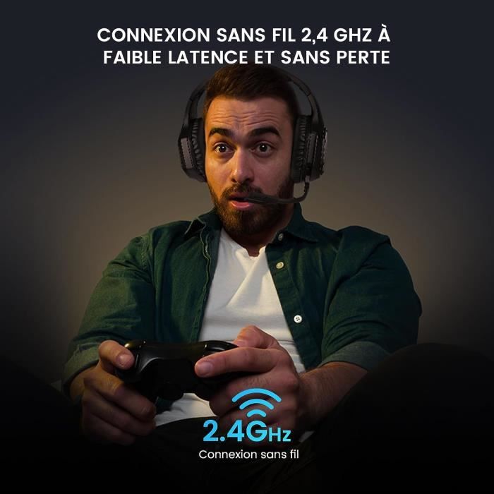 Casque Gaming sans Fil PS5 HUHD - Virtuel 7.1 Son Surround Stéréo - Rouge -  Cdiscount Informatique