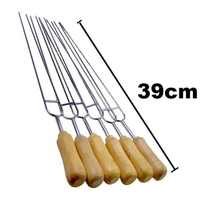 Lot De 10 Brochettes Barbecue Inox 40cm - Broches En Acier Inoxydable Anti-Rotation