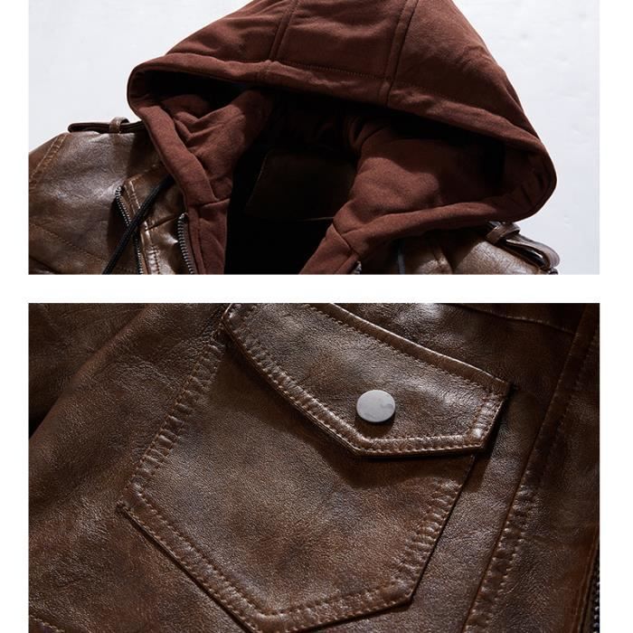 Blouson Hommes Hiver Automne Mode Vestes En Cuir M le Amovible