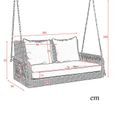 Balancelle - balançoire de jardin en rotin, 2 sièges, avec coussin et 2 chaînes, pas de cadre pivotant, gris-3