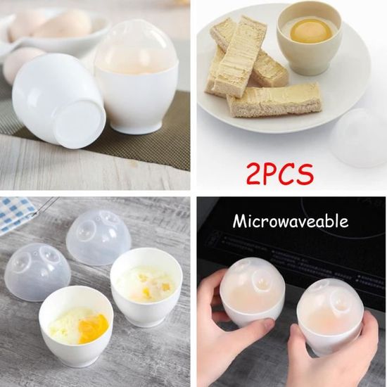 Pocheuse À Œufs Pour Micro-ondes | Micro-ondes Pocheuse À Œufs | Moule  D'œufs Anti-adhésif Pour Coque Dure Coque Moins D'œufs | Capacité De 2  Oeufs