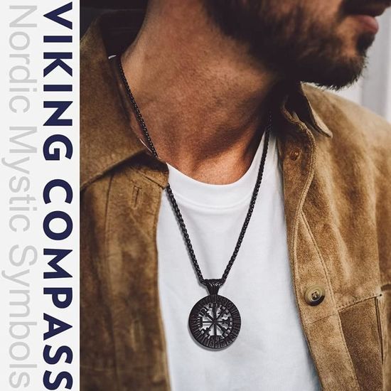Pendentif Boussole Collier Viking SIPURIS Acier Inox Avec