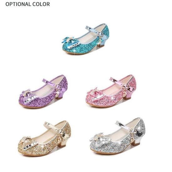 Chaussures Princesse à Talons épais Pour Filles – Escarpins Pailletés Avec Nœud Et Perles – Mary Janes Pour Danse Et Fête