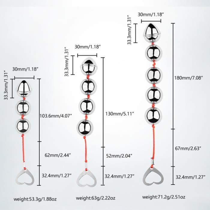 3 balles (30mm) - Perles anales en métal, Plug Anal, orgasme, Massage  vaginal, jeu, anneau de traction, jouet