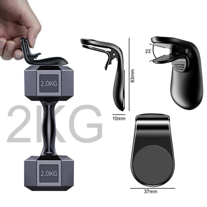 Magnetique Support Telephone GPS Voiture Universel Grille de Ventilation  pour iphone Samsung S8 S9 Huawei Sony - Noir