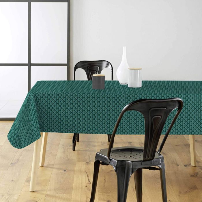 Nappe Ronde 140 Cm ANRO Toile Cirée Lavable à Carreaux Noire - Intérieur & Extérieur