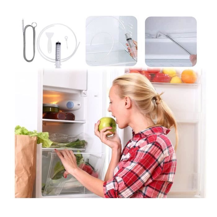 Kit Nettoyage Frigo 7 Pièces - Brosse Drainage 145 Cm, Seringue, Grattoirs - Pour Déboucher Et Désodoriser