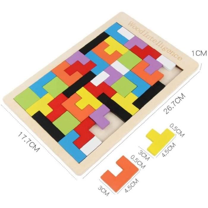 Puzzle 3D en bois de 42 pièces, puzzle géométrique Tetris