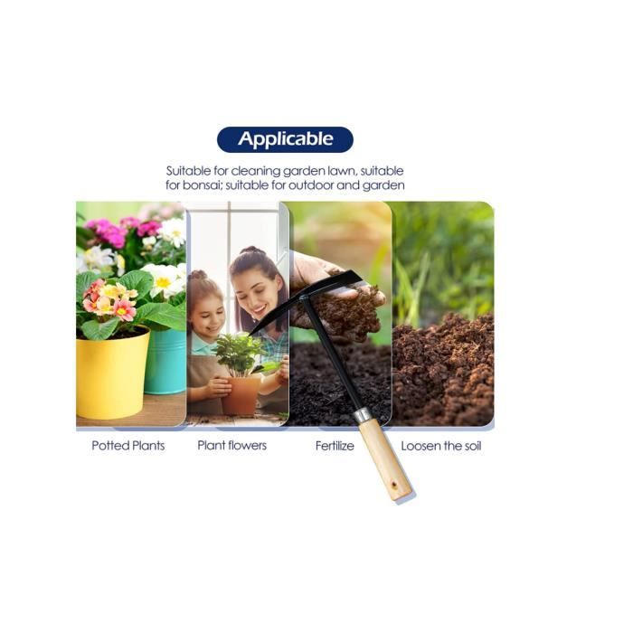 Kit De Houes De Jardin Xforst - Mini Houe + Houe 4 Dents, Manche Hickory 40 Cm, Tête Acier Forgé