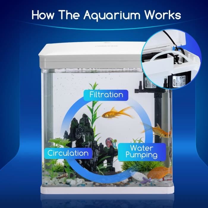 Aquarium Fresh 40 LED Gris 20L avec Kit de Filtration + Éclairage