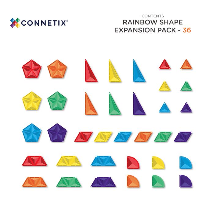 CONNETIX Lot De 102 Carreaux Magnétiques Arc-en-Ciel – Formes Variées, Aimants Puissants, Jouet STEAM Pour Enfants Dès 3 Ans