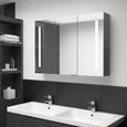 1603Home chic•Armoire de salle de bain à miroir LED,Meuble à Miroir Murale Armoire de Toilettes 89x14x62 cm Gris Tout Neuf-0