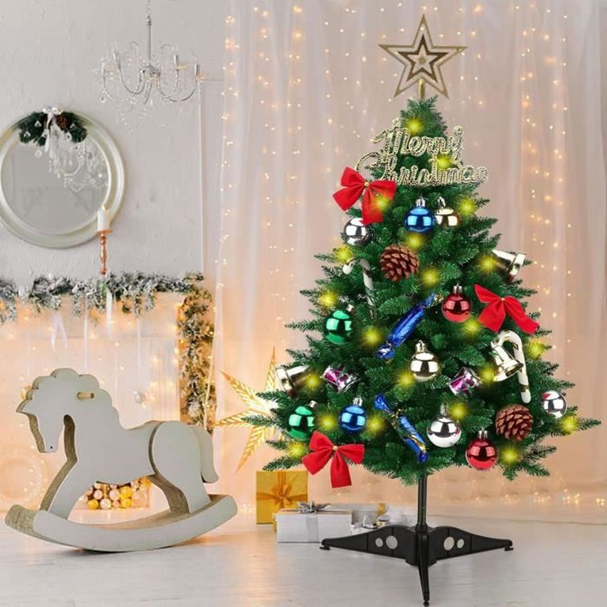 Mini Sapin de Noel Artificiel 60 cm, DIY Petit Sapin de Noël avec
