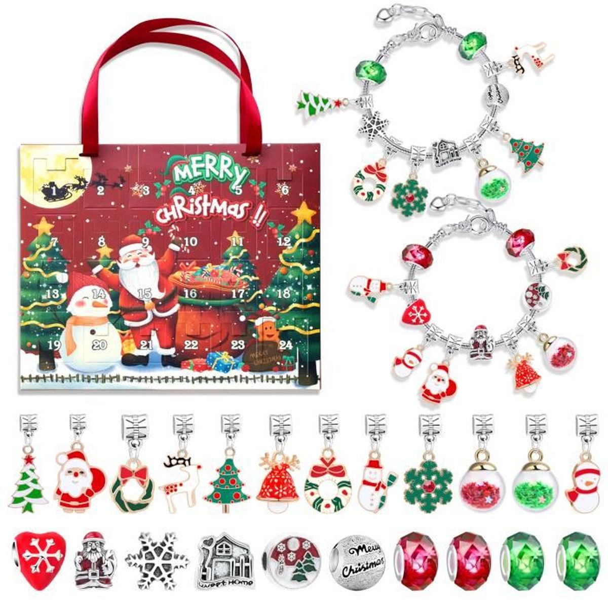 Calendrier De L'Avent Bijoux 2024 - 24 Surprises : Boucles D'oreilles, Colliers, Bracelets Pour Femme, Cadeau Noël