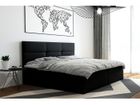 TRADA Lit adulte 180x200 cm TOP avec matelas ressorts intégrés, rangement et surmatelas - tissu velours – noir