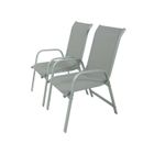 HABITAT ET JARDIN Fauteuil jardin Alu/Textilène "Porto" - Phoenix - Gris clair - Lot de 2