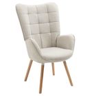 MEUBLES COSY Fauteuil scandinave avec accoudoirs en tissu beige à surpiqûres - FUNKEL