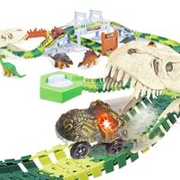 Circuit de voitures 189 pièces Dinosaure jouet circuit de voitures à partir de 3 4 5 6 ans, avec 2 voitures, cadeau garçon fille