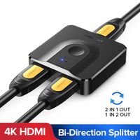 AuTech® Switch HDMI 4K Commutateur HDMI Bidirectionnel 2 Entrées à 1 Sortie ou 1 Entrée à 2 Sorties Sélecteur HDMI Splitter