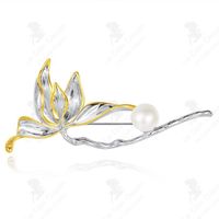 LCC® Broche s925 argent sterling fleur de magnolia incrusté perle broche corsage broche banlieue vêtements costume accessoires