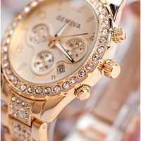 PIPIHUA®Montre femme marque de luxe GENEVA d'or faux diamant quartz analogique montre-bracelet