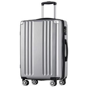 VALISE - BAGAGE Valise rigide,bagage à main 4 roues, matériau ABS, serrure douanière TSA, 76.5×50.5×31.5, gris argent