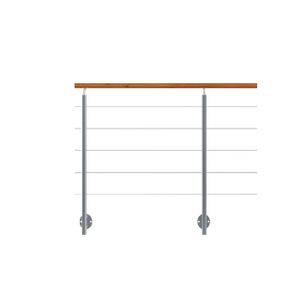 Main courante blance - l'extérieur - ronde - avec supports type 3