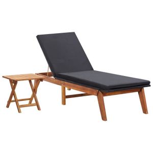 CHAISE LONGUE LeDivil-Chaise longue avec table Résine tressée et bois d'acacia massif - ALO7334380869524